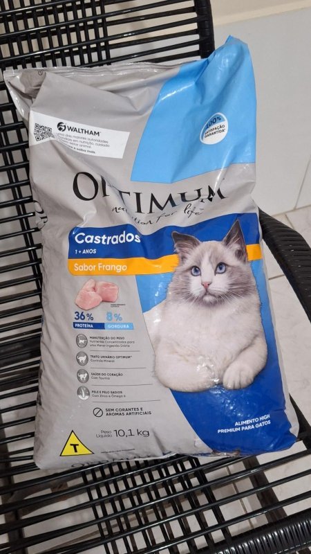 Ração Optimum para Gatos Adultos Castrados Sabor Frango 10,1kg