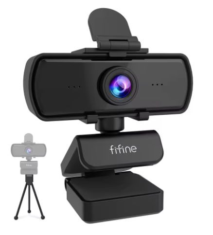 Webcam FIFINE 1440p Full HD para PC com Microfone, Tripé