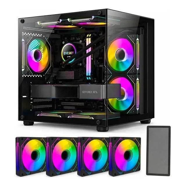 Gabinete Gamer Hayom Aquário com 4 Coolers Fan LED RGB