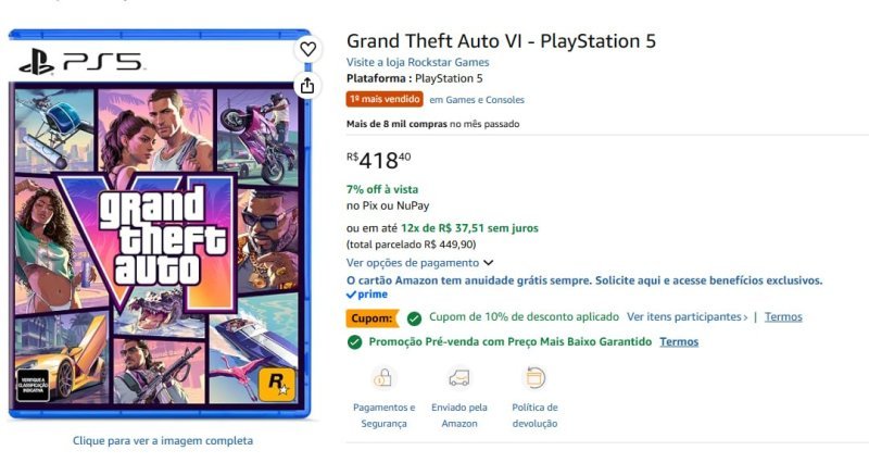 Grand Theft Auto VI - PlayStation 5 com desconto