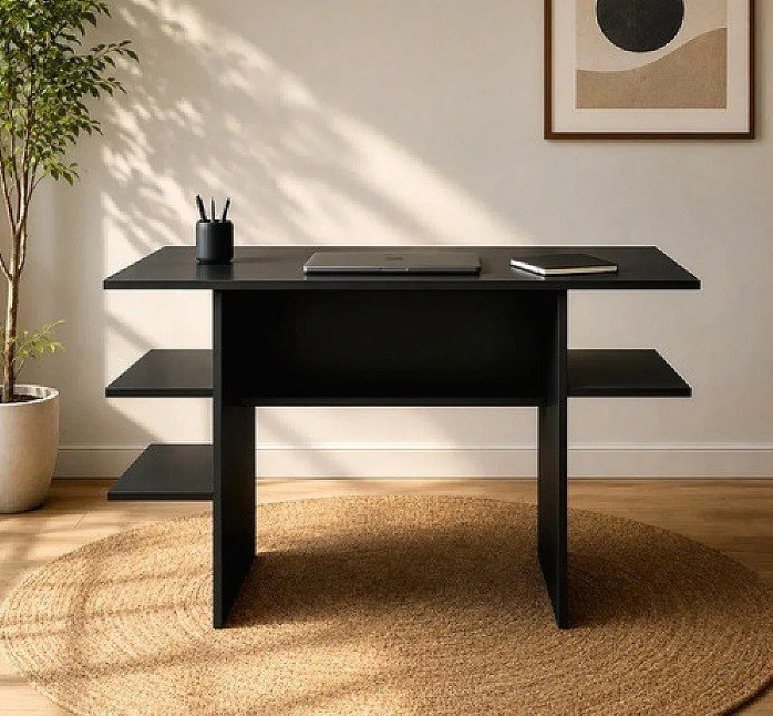 Mesa De Estudo Em Mdp Para Notebook Com Nichos E Prateleiras + Frete Grátis