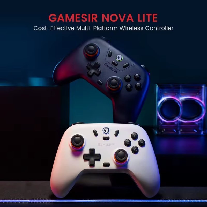 Controle Sem Fio Gamesir T4 Nova Lite, Analógicos Hall Effect, 2.4GHz, Bluetooth e USB-C (preto)