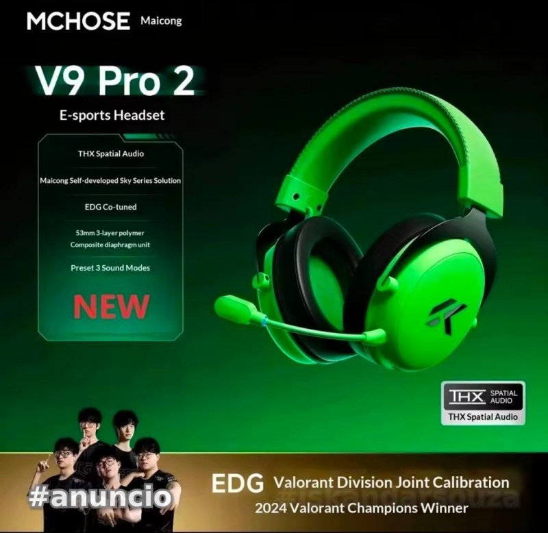 Mchose V9 PRO v1 e v2 Headset Sem Fio, Drivers 53mm, 2000mAh