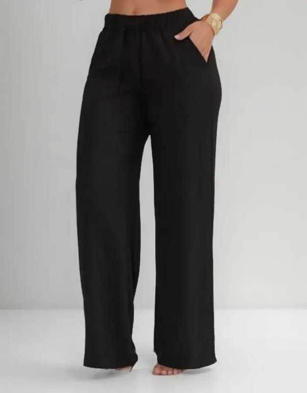 Calça Pantalona Wide Leg Duna Elastico Na Cintura