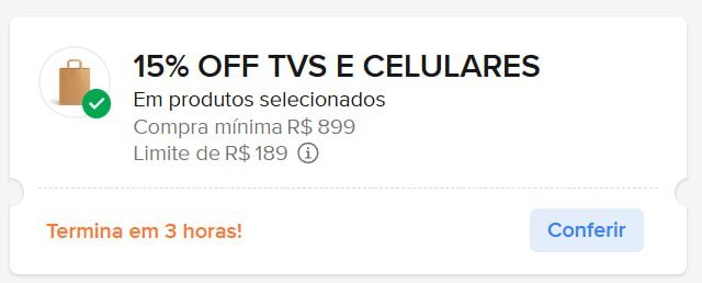 15% OFF em Celulares no Mercado Livre