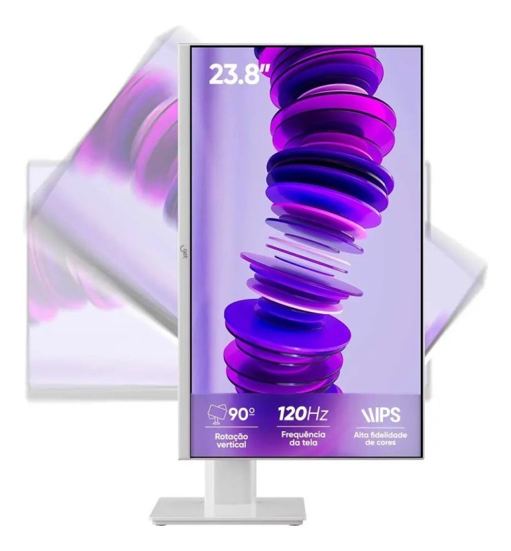 Monitor Get Pivot Slim IPS 23.8" Full HD 120Hz Branco