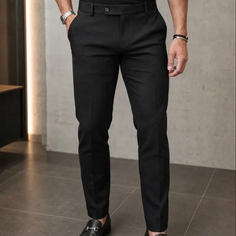 Calça Social Alfaiataria Masculina Malha Elastano Stretch