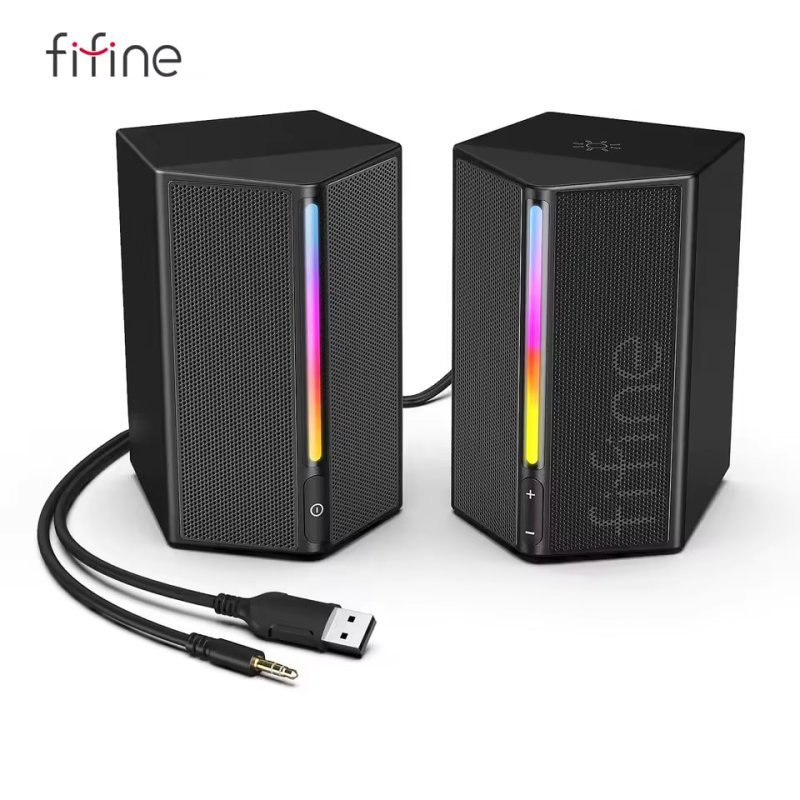 Caixa de Som Gamer FIFINE AmpliGame A20 2.0 Estéreo com Iluminação RGB