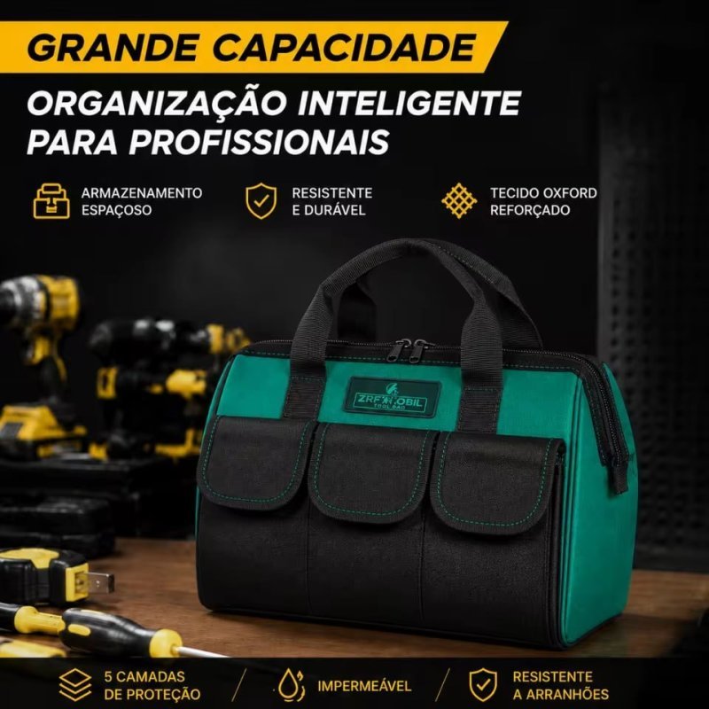 Bolsa Profissional Porta-Ferramentas de Grande Capacidade com Múltiplos Bolsos e Organizador Portátil para Eletricista