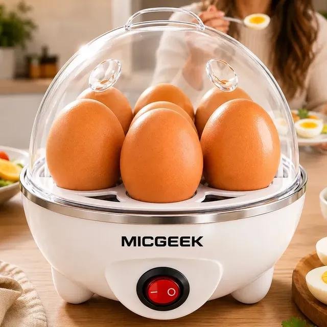 Cozedor De Ovos Automático Panela A Vapor Elétrica Legumes Elétrica Portátil Prático Rápido 7 Ovos Em 5min Micgeek - 127V