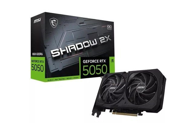 Placa de Vídeo NVIDIA GeForce MSI RTX5050 8GB Shadow 2X OC GDRR6 128 Bits