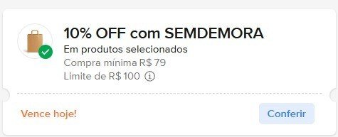 CUPOM: SEMDEMORA - 10% OFF no Mercado Livre