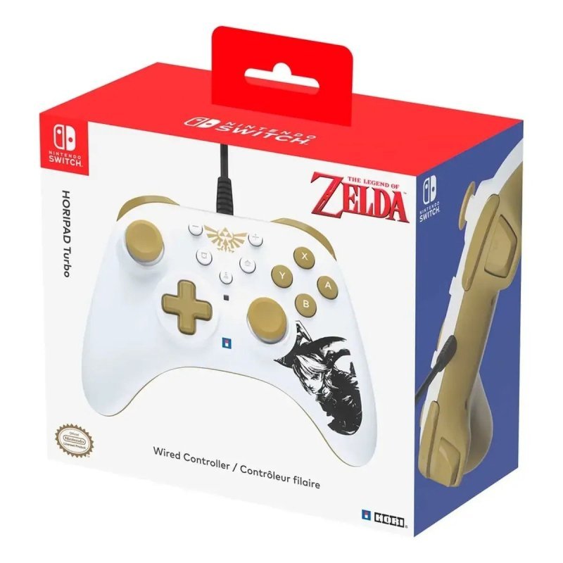 Controlador Nintendo Switch com fio HoriPad Turbo Legend Zelda, cor branca
