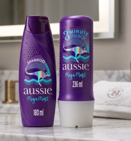Kit Aussie Mega Moist Super Hidratação Shampoo 180Ml e 3 Minutos Milagrosos 236Ml