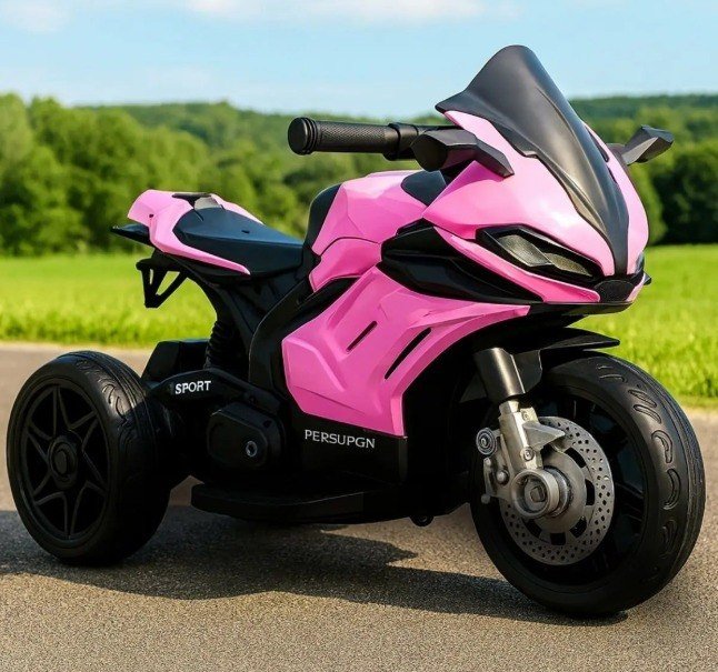 Mini Moto Elétrica Infantil Brinq Kids Rosa 6V Com Luzes E Buzina