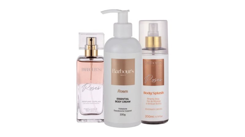 Kit Roses Barbour's Beauty Body Splash + Hidratante Corporal + Perfume Capilar
