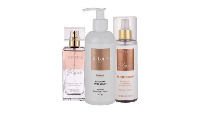 Kit Roses Barbour's Beauty (Body Splash + Hidratante Corporal + Perfume Capilar) + Frete Grátis