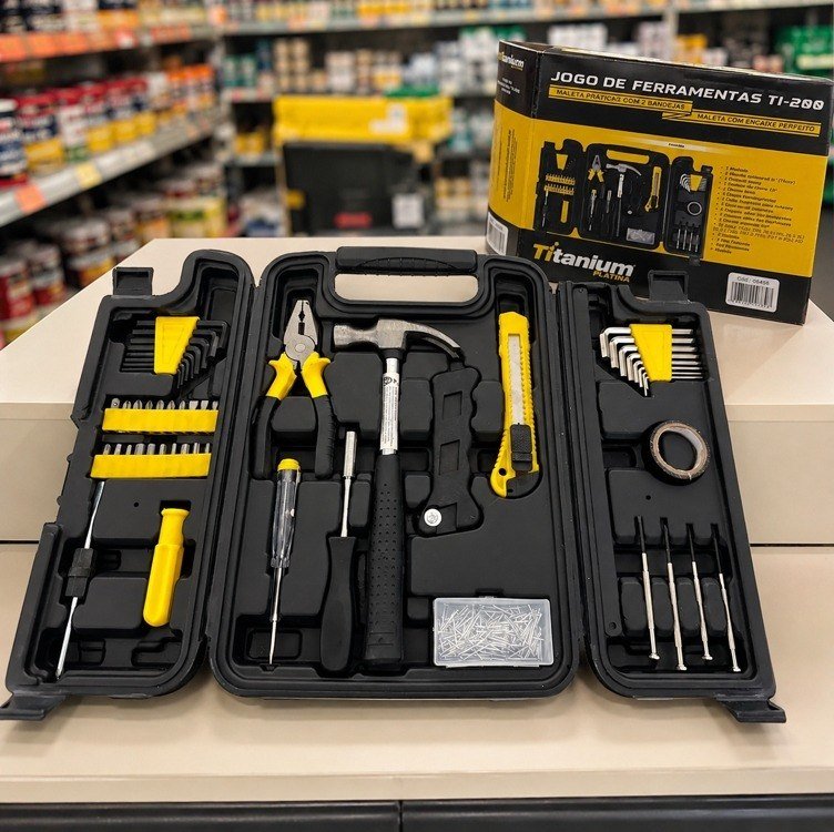 Jogo de Ferramentas 200 Peças com Chaves de Precisão e Allen Kit com Maleta Resistente - Titanium Platina