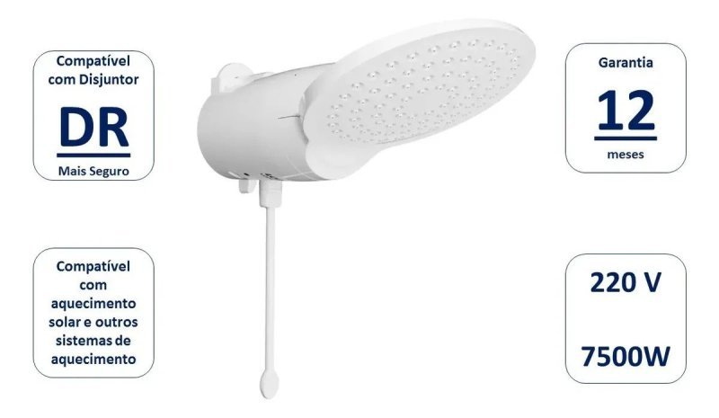 Chuveiro Loren Comfort Eletrônica Lorenzetti 7500w 220v Branco