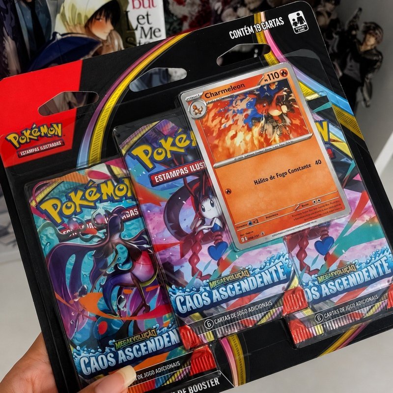Pokémon TCG: Mega Evolução - Caos Ascendente - 3-Pack Blister - Português + Frete Grátis