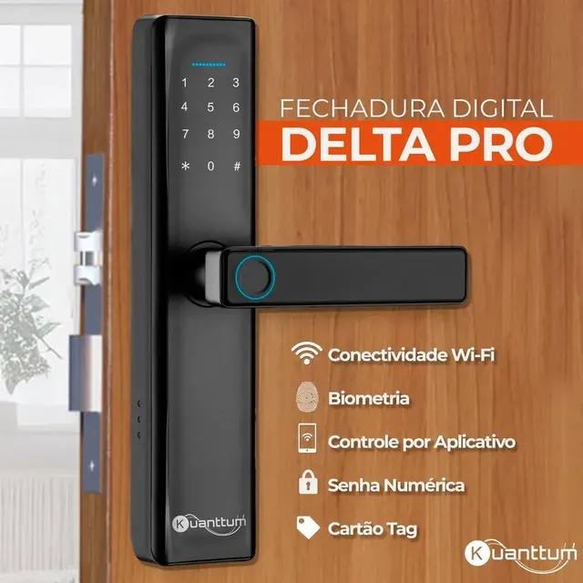 Fechadura Digital Biométrica Kuanttum Delta PRO WiFi Senha App Tuya