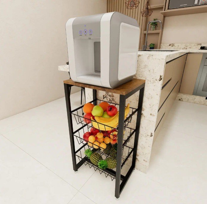 Cestos Base Para Bebedouro Belolar Fruteira De Chão Cozinha Preto Fosco