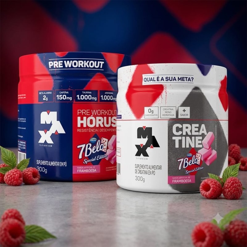 Kit Pré Treino Hórus 7 Belo + Creatina 7 Belo Max Titanium 300g