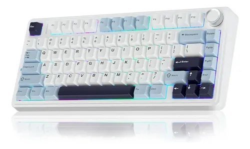 Teclado mecânico Aula F75 75% Wireless Bt5.0 USB-c Rgb Glacial Blue