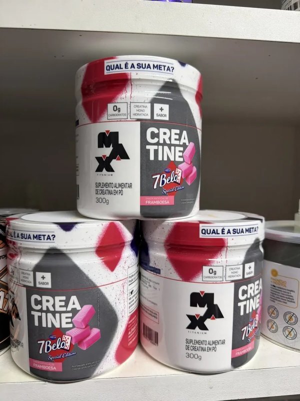Creatina 7 Belo 300g Creatina Monohidratada Sabor Framboesa — Kit 2 Unidades