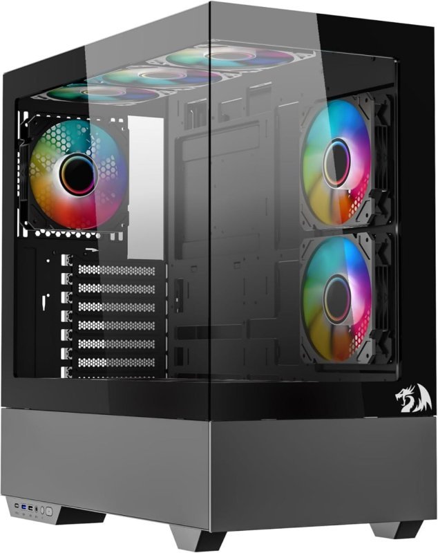 Gabinete Gamer Redragon Reflect Pro Preto Sem Fans Mid Tower CA-607B