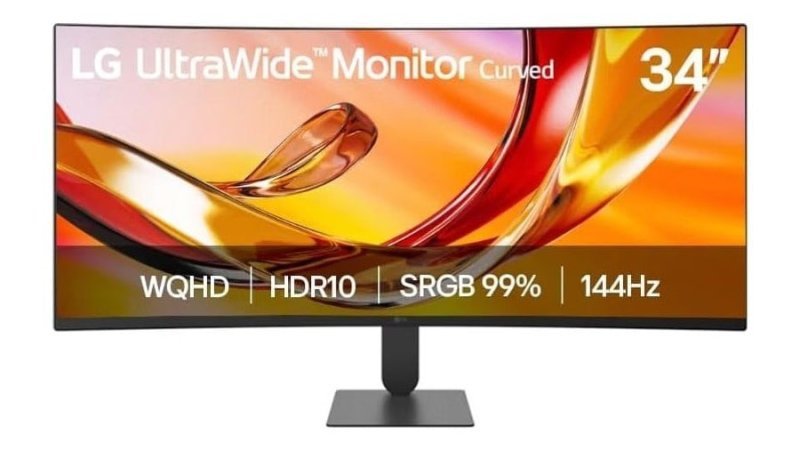 Monitor Lg UltraWide, Tela Va de 34” 2K Wqhd, Curvatura 1800R 144Hz, Tempo de resposta de 5ms (GtG), Compatível com Amd FreeSync Premium, Hdr 10, 2x Hdmi, Preto, 34U620b