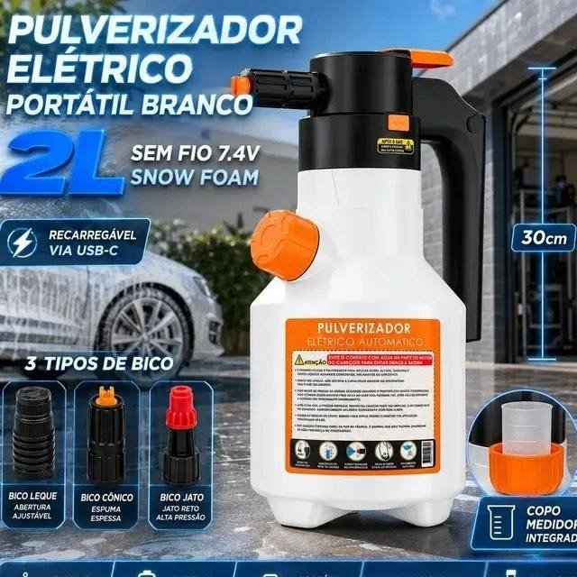 Pulverizador Elétrico de Espuma 2L VERUNTO para Lavagem Automotiva e Jardim + Frete Grátis