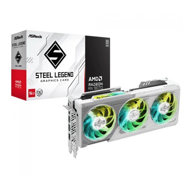 Placa de Vídeo ASRock AMD Radeon RX 9070 Steel Legend OC, 16GB