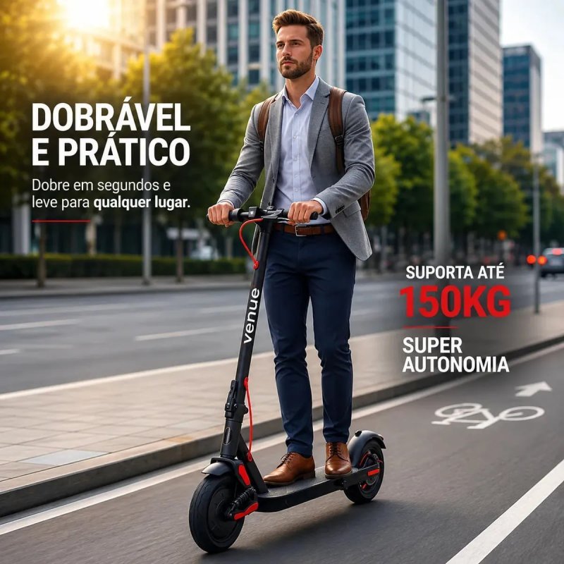 Patinete Elétrico 350w Com Amortecedor E App Gps Bateria Recarregável Dobrável Super Autonomia Para Adultos Até 150kg Preto