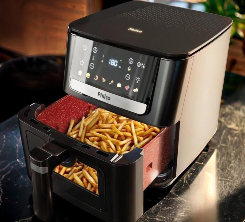 Air Fryer Philco 6,5L Visor Glass e Redstone 1700W - 220V