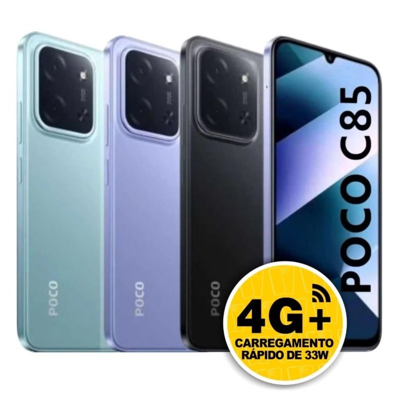 Smartphone Xiaomi POCO C85 4G, NFC Tela LCD 6.9", Câmera 50MP, Versão Global Original Lacado