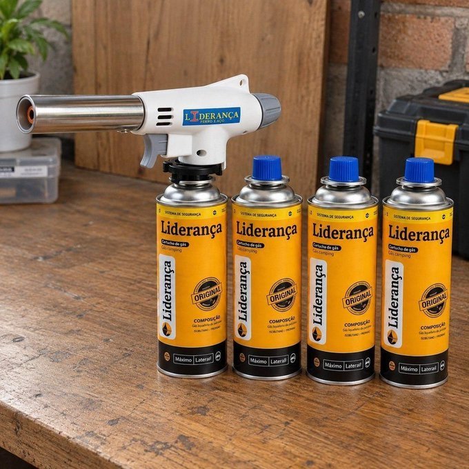 Kit Maçarico Portátil Automático com 3 Refis de Gás 227g + Frete Grátis
