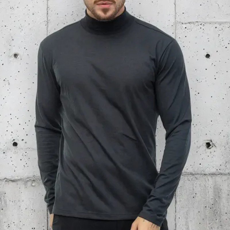 Camiseta Gola Alta Masculina Manga Longa Malha Eco Premium