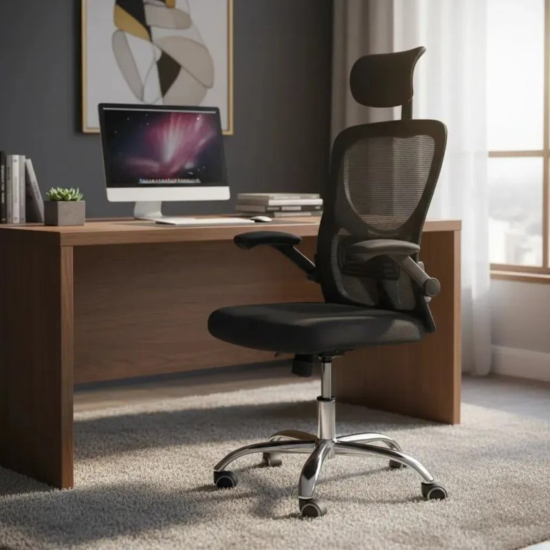 Cadeira de Escritório Ergonômica Ravena com Apoio Lombar e Nuca