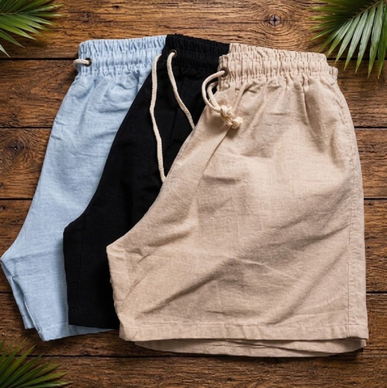 Kit 3 Shorts Masculino Bermuda Linho Verão Envio Imediato (P ao XG)
