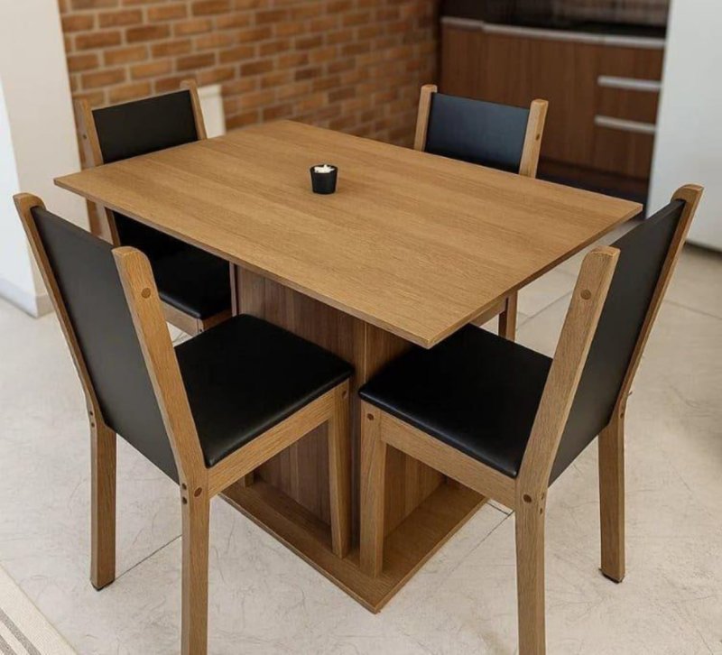 Sala De Jantar Madesa Talita Mesa Tampo Madeira 4 Cadeiras