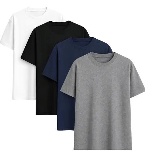 Kit 4 Camisas Camiseta Básica Lisa 100% Algodão Premium 30.1