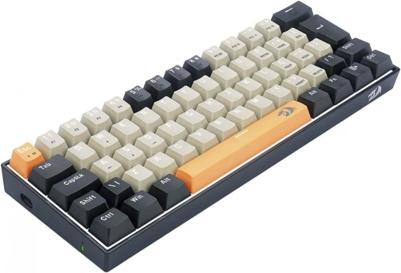 TECLADO GAMER REDRAGON LAKSHMI LARANJA+CINZA+ PRETO COM SWITCH MARROM