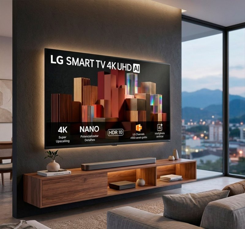 Smart TV LG 55" 4K Ultra HD, NANO AI Webos 26, HDR10 Bluetooth, Wi-Fi, Google Cast (55UN85C)