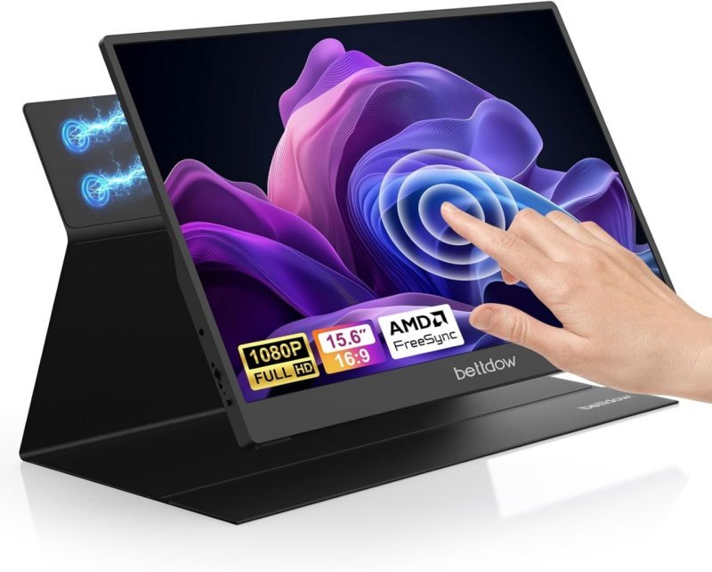 Bettdow Monitor Portátil 15,6'' FHD 1080P - USB-C Dupla HDMI - IPS com Suporte