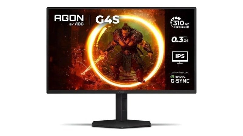 Monitor Gamer Aoc Agon G4s, 25", 310Hz, 0.3ms, Hdr400, Ips, Base Ajustável, 25G4s/P, Preto
