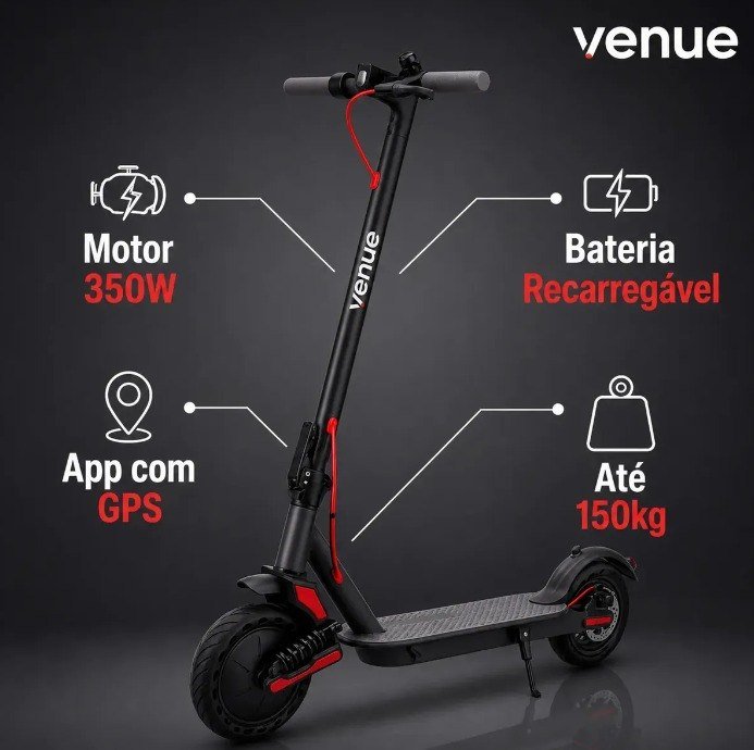 Patinete Elétrico 350w Com Amortecedor E App Gps