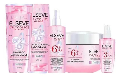 Kit Capilar Anti-Porosidade Glycolic Gloss Elseve L'Oréal Paris, 5 Passos