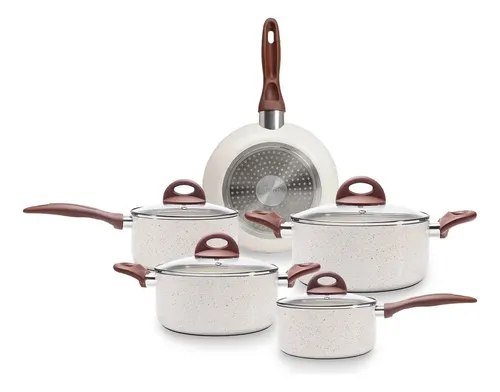 Jogo De Panelas Smart Plus Vanilla Indução Cerâmico 5 peças Brinox 4774/101