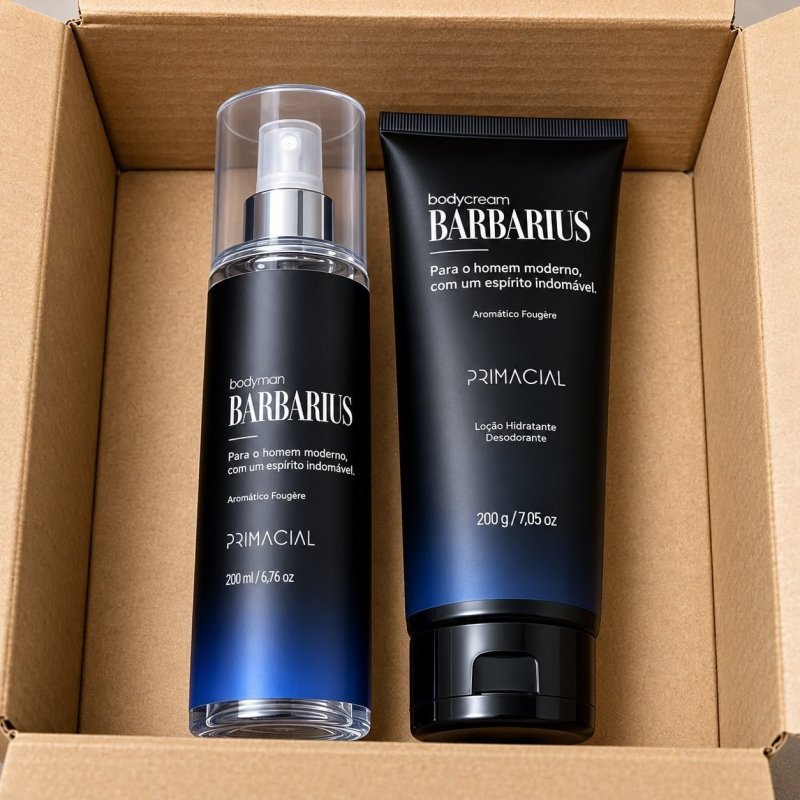 Kit Body Splash Barbarius + Hidratante Desodorante Masculino